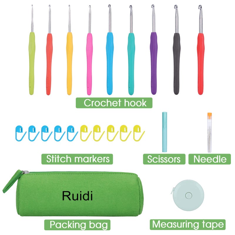 Ruidi 9 Types of Extended Ergonomic Crochet Hooks 2mm-6mm - Image 4